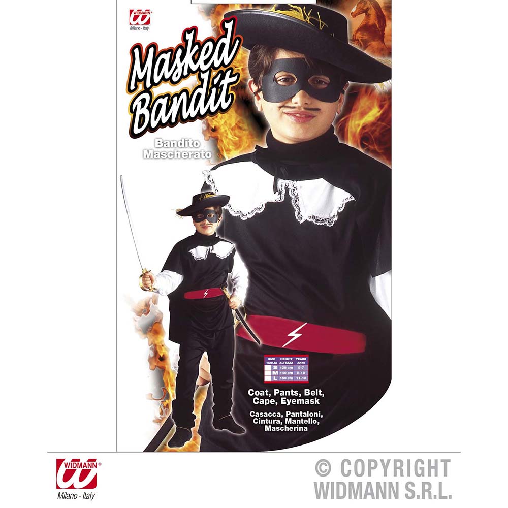 Costume Zorro Bandito mascherato 5-7 anni - Carnevale - Widmann -  Giocattoli